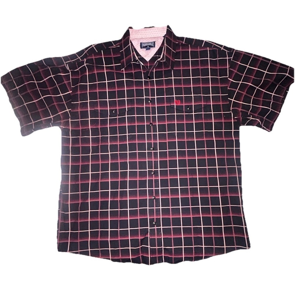 XL Men's PANHANDLE SHORT SLEEVE POCKET BUTTON UP Black Snap Western Shirt